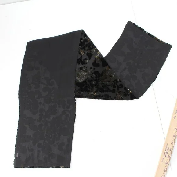 Silk Velvet Burnout Scarf Floral Black Jewel Tone Color Shift Goth Romantic 44" - Picture 6 of 9